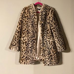 Via Spiga Cheetah Print Faux Fur Coat
